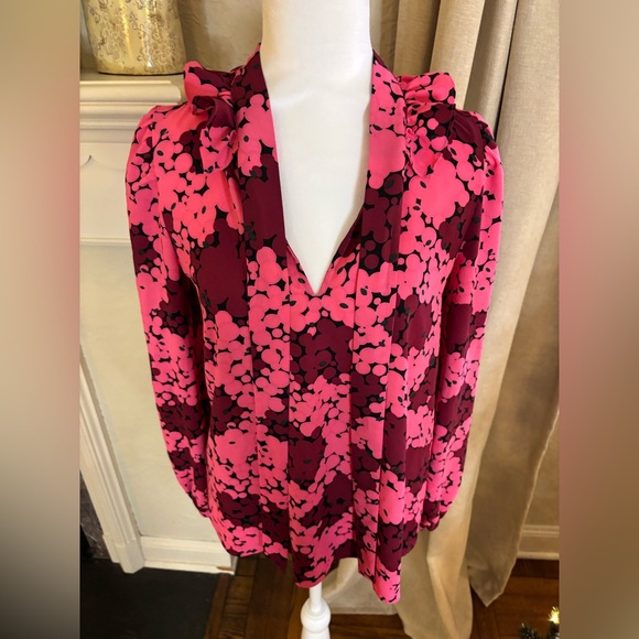 Kate Spade New York woman’s silk pink and red ruffle blouse size xs - Picture 3 of 9